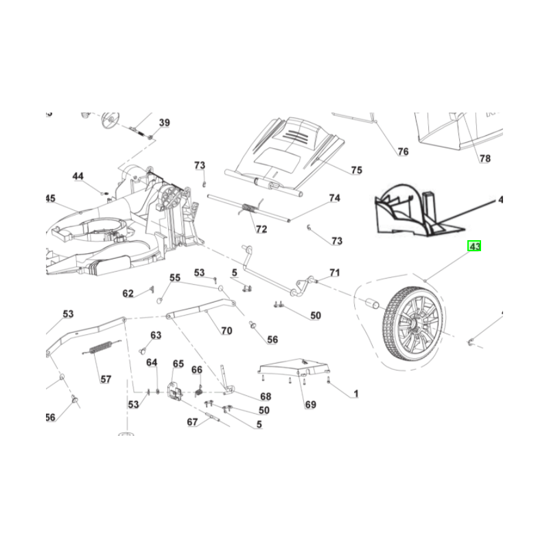 Roue arrière pour tondeuses à gazon RYOBI RLM18E40H - RLM4018 Roue arrière pour tondeuses à gazon RYOBI RLM18E40H - RLM4018