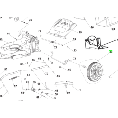 Roue arrière pour tondeuses à gazon RYOBI RLM18E40H - RLM4018