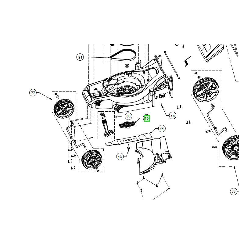 Support de lame pour tondeuse à gazon RYOBI OLM1833B / RLM18X33B50 Support de lame pour tondeuse à gazon RYOBI OLM1833B / RLM18X33B50