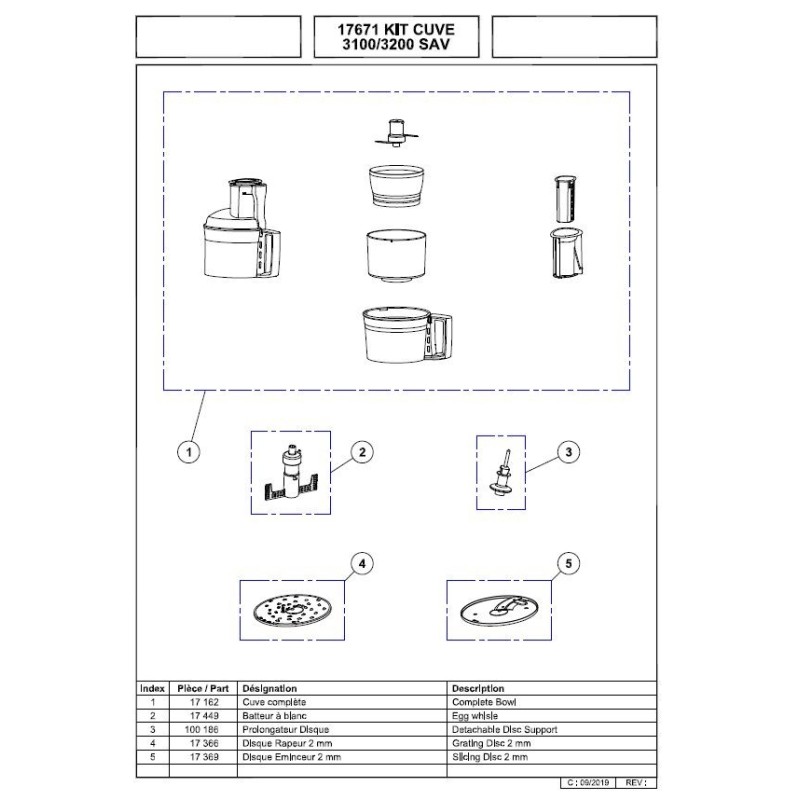 Couvercle avec cuve pour Robot MAGIMIX 2100, 3100, 3200 Couvercle avec cuve pour Robot MAGIMIX 2100, 3100, 3200