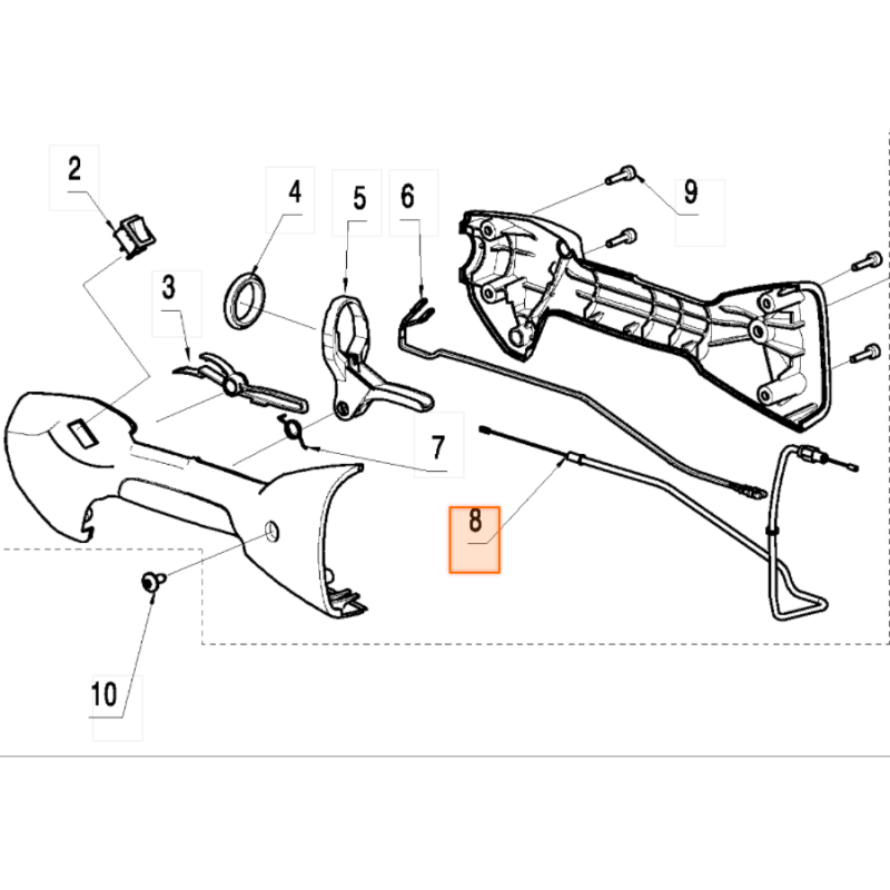Cable d'acceleration débroussailleuses MC CULLOCH T26CS - B26PS Cable d'acceleration débroussailleuses MC CULLOCH T26CS - B26PS