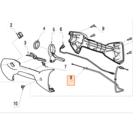 Cable d'acceleration débroussailleuses MC CULLOCH T26CS - B26PS