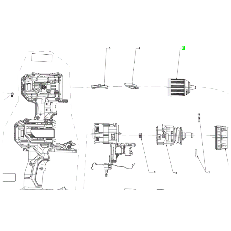 Levier inverseur perceuse / visseuse sans fil RYOBI R18DD7-0 Levier inverseur perceuse / visseuse sans fil RYOBI R18DD7-0