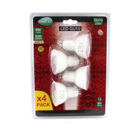 Lot de 4 ampoules LED culot GU10 (Baïonnette) - SAV PEM accessoires