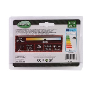 Ampoule LED à vis E14 - 230 VOLT puissance 6W - 510 LUMENS - 4000K