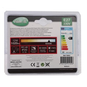 Ampoule LED VIS E27 - 230 VOLT puissance 12W - 1020 LUMENS - 6000K