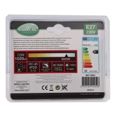 Ampoule LED VIS E27 - 230 VOLT puissance 12W - 1020 LUMENS - 6000K