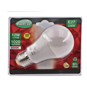 Ampoule LED VIS E27 - 230 VOLT puissance 12W - 1020 LUMENS - 6000K