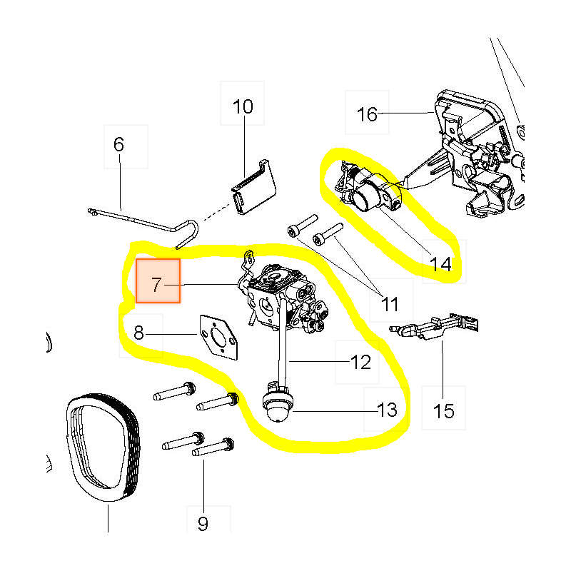 Carburateur pour tronçonneuse MC CULLOCH CS42S Carburateur pour tronçonneuse MC CULLOCH CS42S