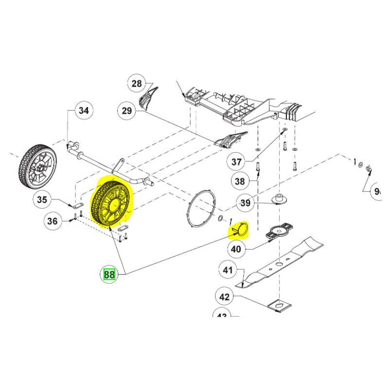 Roue avant tondeuses RYOBI RLM18X41H240 / RY18LMX40A-240 Roue avant tondeuses RYOBI RLM18X41H240 / RY18LMX40A-240