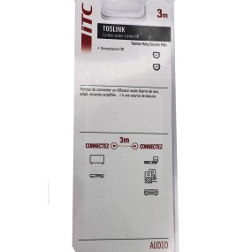 Cordon OPTIQUE TOSLINK Mâle - TOSLINK Mâle de longeur 3 Métres