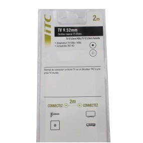 Cordon TV coaxial raccordement téléviseur de longeur 2 métres