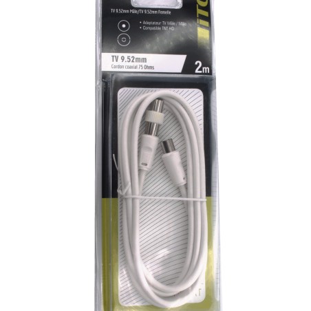 Cordon TV coaxial raccordement téléviseur de longeur 2 métres