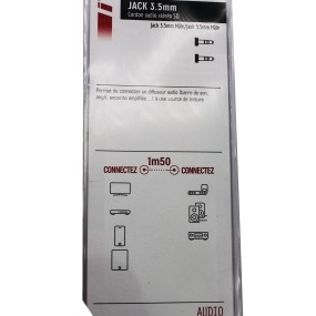 Cordon jack 3,5 mm Mâle - jack 3,5 mm Mâle de longeur 1 métre 50