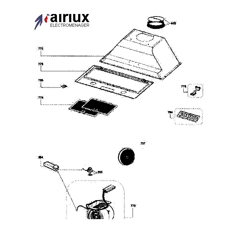 Ensemble moteur et clavier hotte AIRLUX HG38 Ensemble moteur et clavier hotte AIRLUX HG38