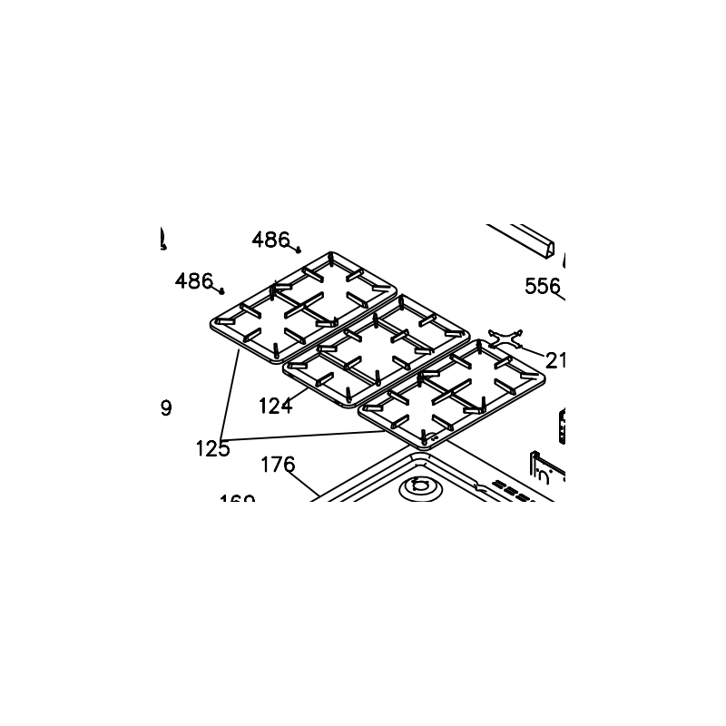 Grille en fonte foyers latéraux D + G cuisinière CC902ETR3 Grille en fonte foyers latéraux D + G cuisinière CC902ETR3
