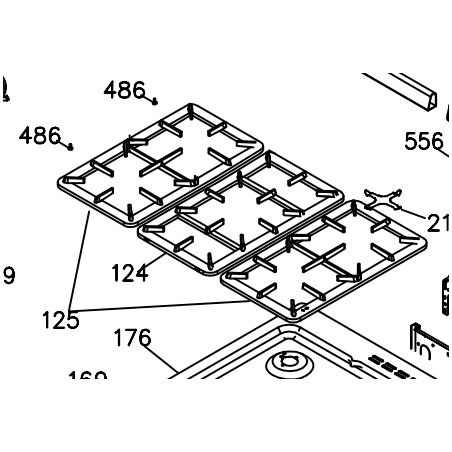 Grille foyers latéraux D + G pianos de cuisson AIRLUX et GLEM
