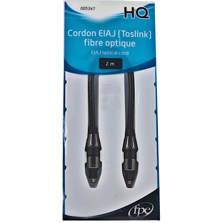 Cordon OPTIQUE TOSLINK Mâle/Mâle  TOSLINK Mâle de longeur 2 Métres