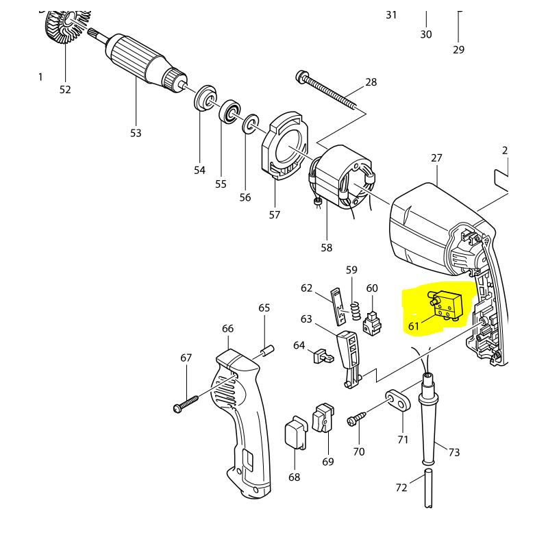 Interrupteur pour perforateur MAKITA HR2400