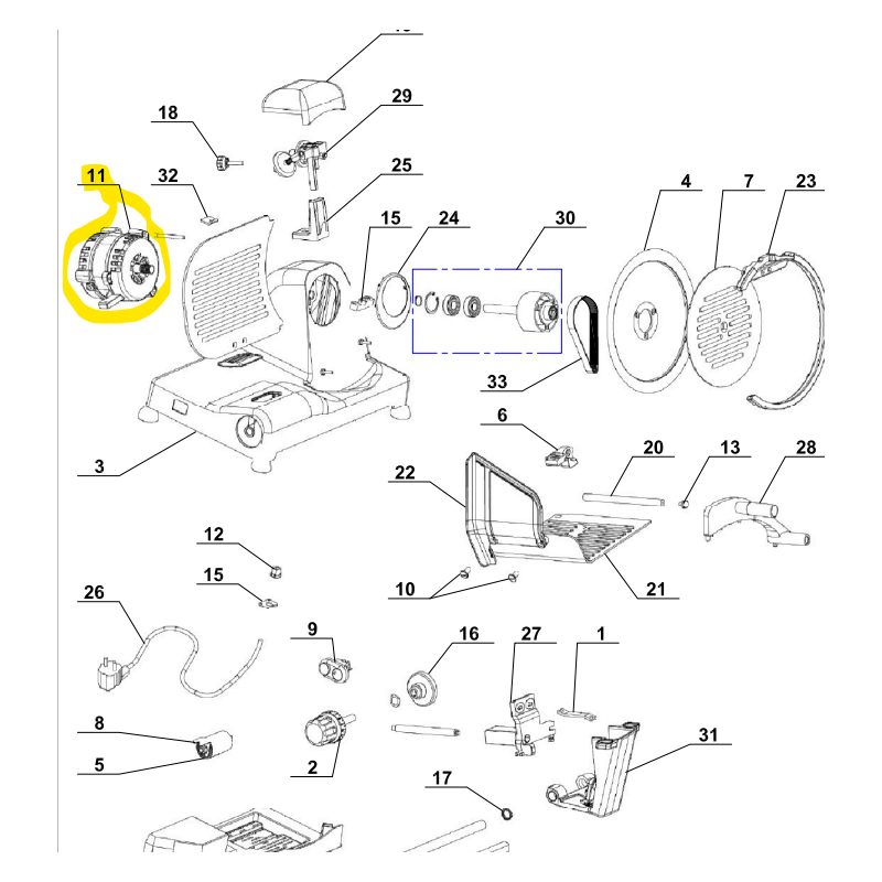 Moteur pour trancheuse MAGIMIX T250 (11655) Moteur pour trancheuse MAGIMIX T250 (11655)
