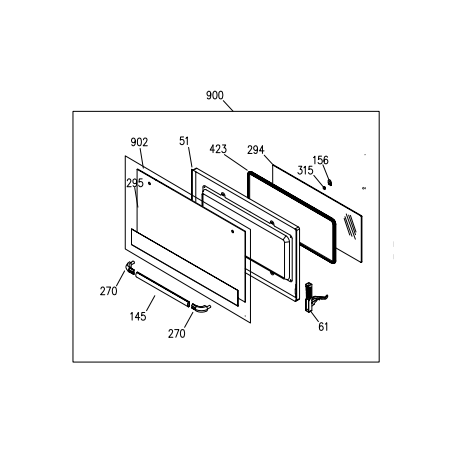 Porte complète cuisinières AIRLUX CC902GTBK2 - CC902GTBK3 - CC902GTBKN.