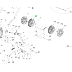 Roue arrière pour tondeuses RYOBI RLM15E36H / RLM18X36H250