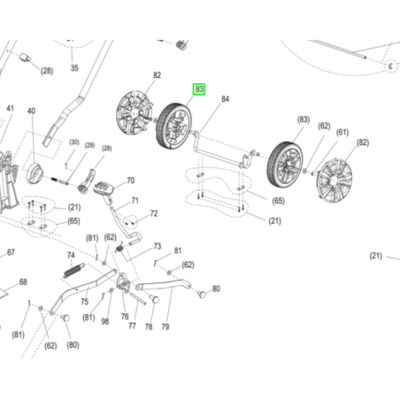 Roue arrière pour tondeuses RYOBI RLM15E36H / RLM18X36H250