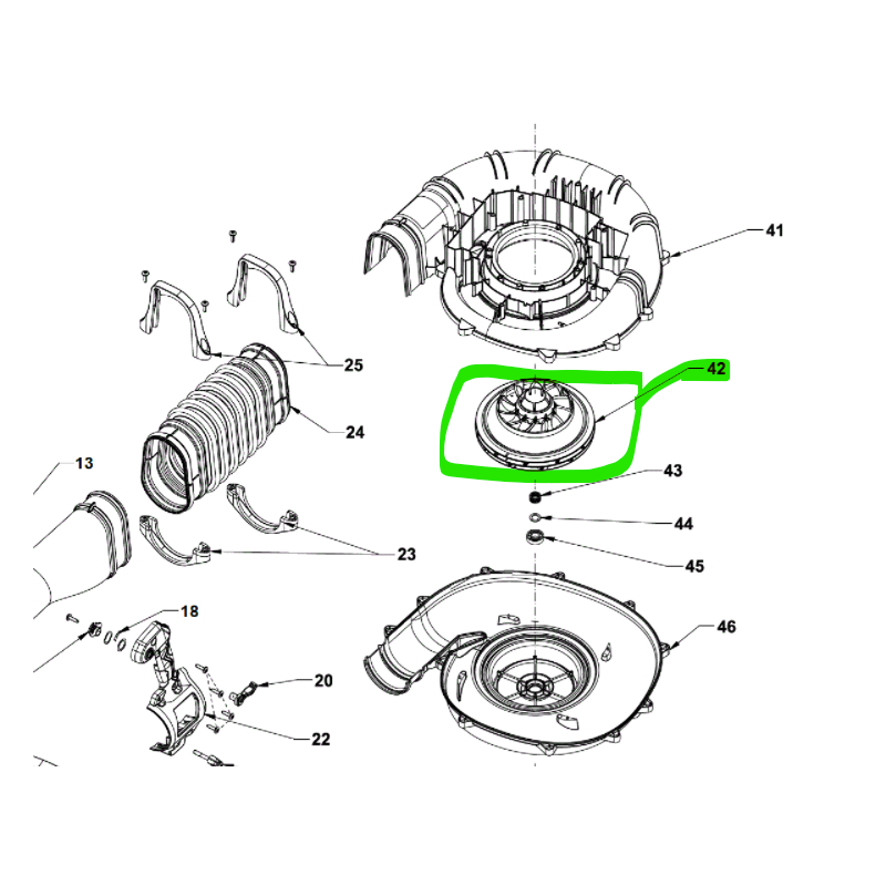 Turbine pour souffleur RYOBI modèle R18DDP2-0