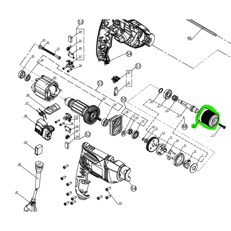 Mandrin pour perceuses / perforateurs RYOBI RPD680K / RPD1800PG Mandrin pour perceuses / perforateurs RYOBI RPD680K / RPD1800PG