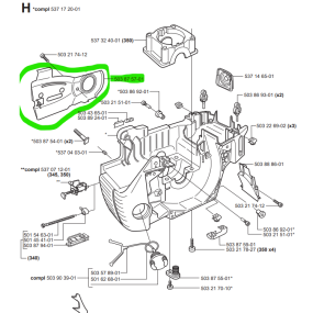 Plaque de guidage pour tronçonneuses HUSQVARNA 340, 345, 350