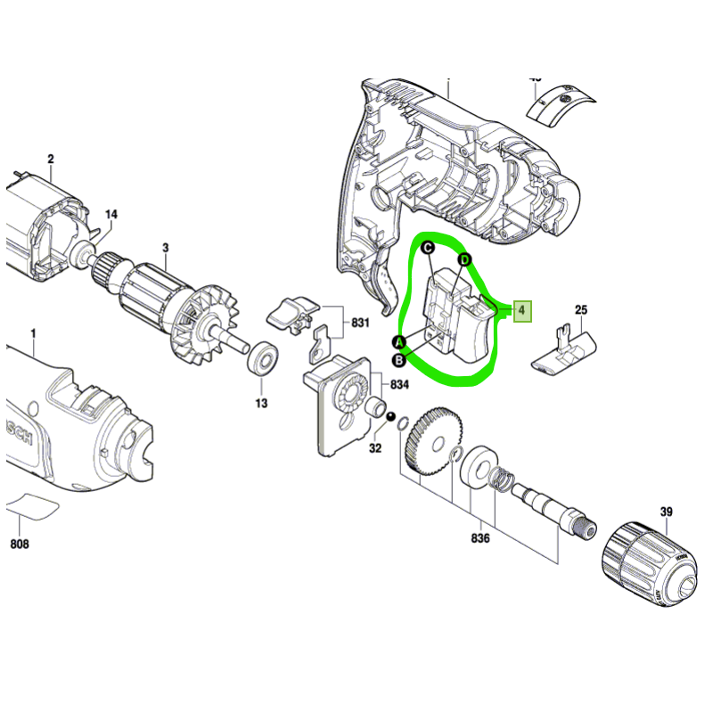 Interrupteur perceuses BOSCH PSB500 / EasyImpact 630 Interrupteur perceuses BOSCH PSB500 / EasyImpact 630