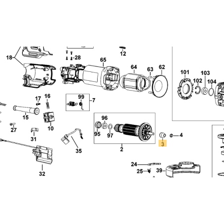 Pignon de sortie moteur meuleuses DEWALT DWE4204 / DWE46107