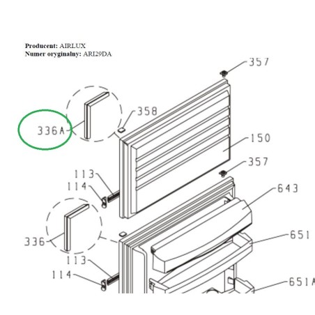 Joint de porte Z693275 pour congélateur AIRLUX ARI28 - ARI29DA - RD270