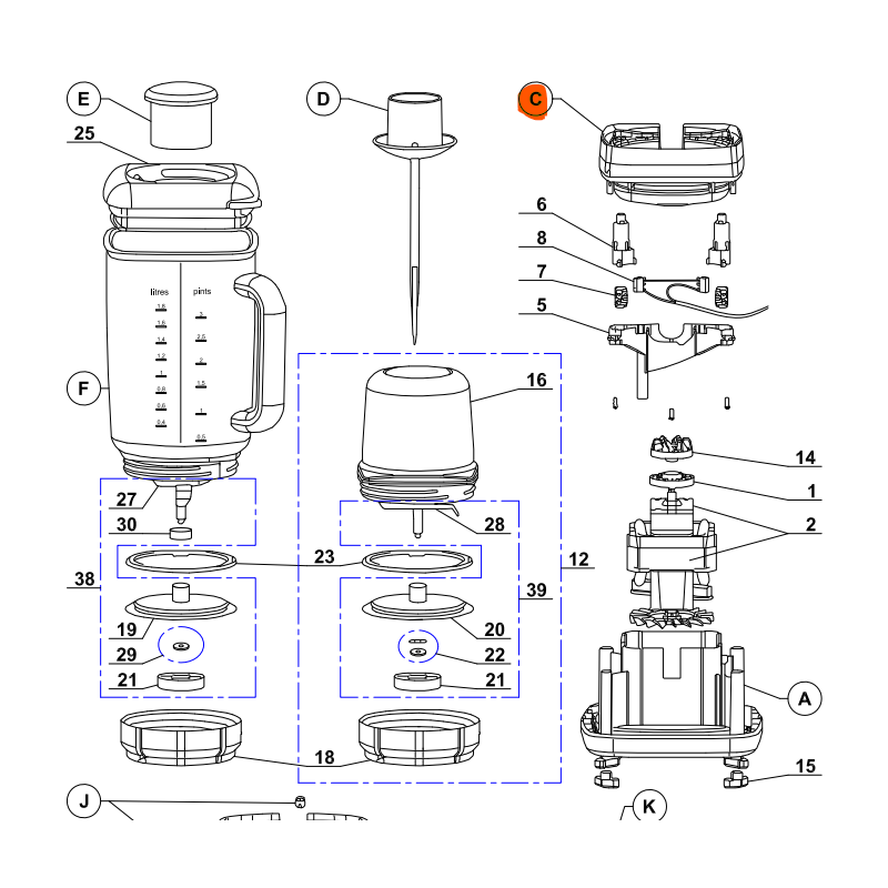Support de cuve pour MAGIMIX POWER BLENDER Support de cuve pour MAGIMIX POWER BLENDER