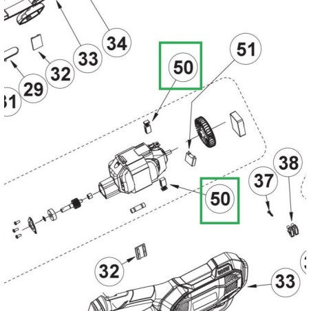 Charbons 5131035059 pour débroussailleuse RYOBI RLT1238I, RBC1226I, RPH1100E