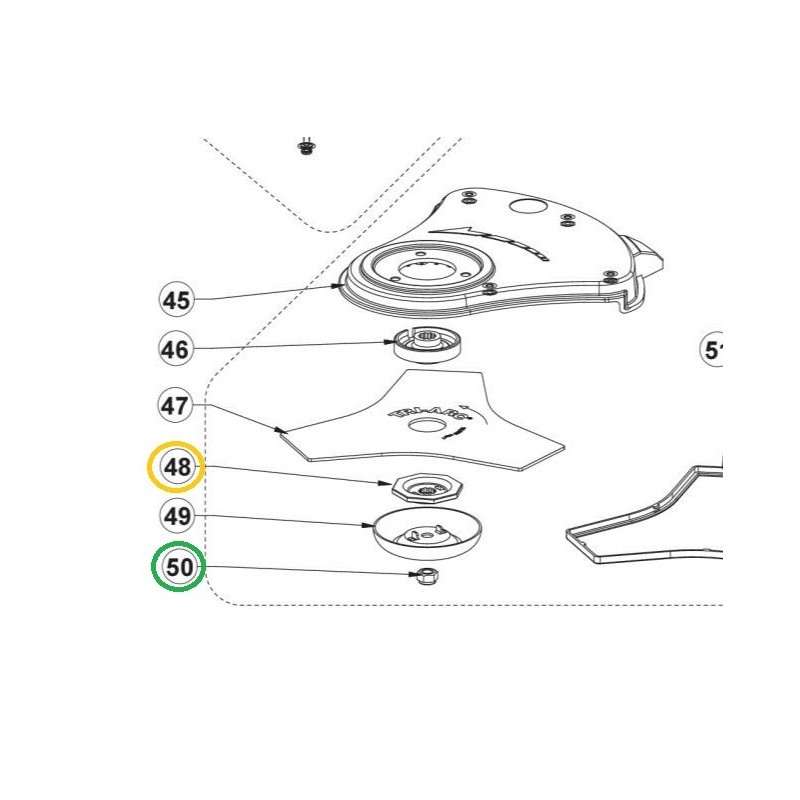 Ecrou de fixation 5131033131 RYOBI RBL42BP, RBC18X20B4, OBC1820B