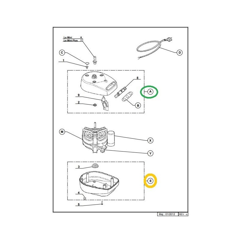 Embase moteur chromée 103065S pour MAGIMIX LE MINI et MINI PLUS 18238F