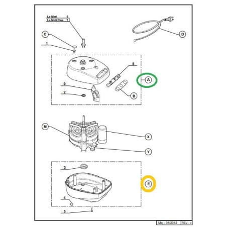 Embase moteur chromée 103065S pour MAGIMIX LE MINI et MINI PLUS 18238F