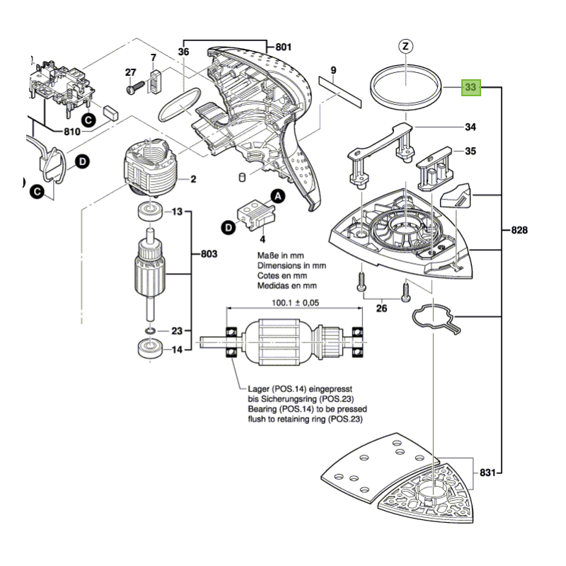 Joint en feutre pour plateau de ponceuse BOSCH PSM160A