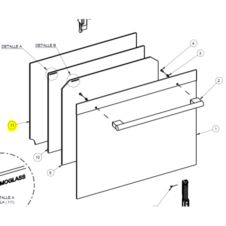 Vitre intérieure pour four AIRLUX AFP110IX