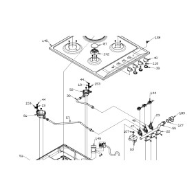 Coude raccord gaz joint plat table de cuisson GLEM XTE32