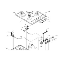 Coude raccord gaz joint plat table de cuisson GLEM XTE32