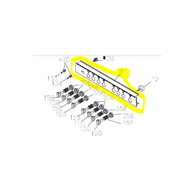 Bandeau inox cuisinière GLEM GE960 / GX960 Bandeau inox cuisinière GLEM GE960 / GX960