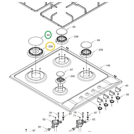 Support de chapeau Z01A74 GLEM GTL64AIX, GTL64AIXA, GTL64AIXGN, GTL64AWH