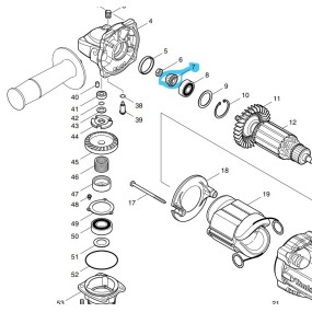 Pignon de sortie 227520-1 moteur meuleuses MAKITA GA5021C - GA6021