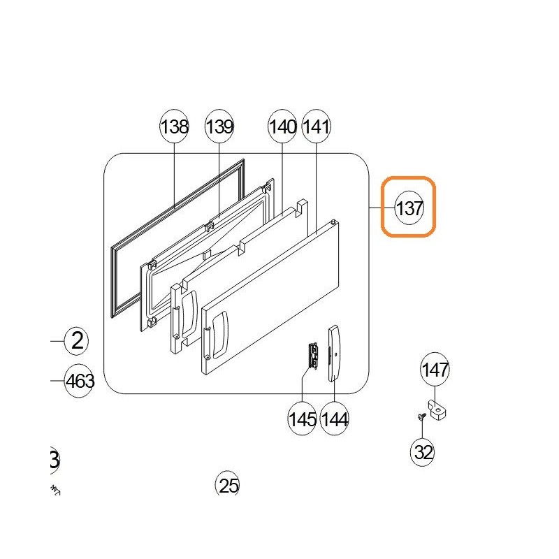 Porte freezer Z42143593 réfrigérateur AIRLUX  ARI88, ARI122