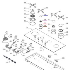 Chapeau de bruleur Z105312 pour plaque de cuisson AIRLUX AV145HBK