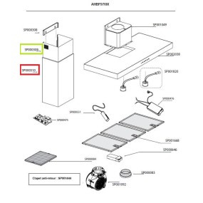 Cheminée ZSP000309 Partie haute hotte AIRLUX modèle AHBF670IX