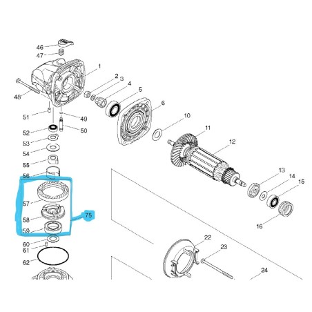 Pignon de renvoi d'angle meuleuse MAKITA GA5040
