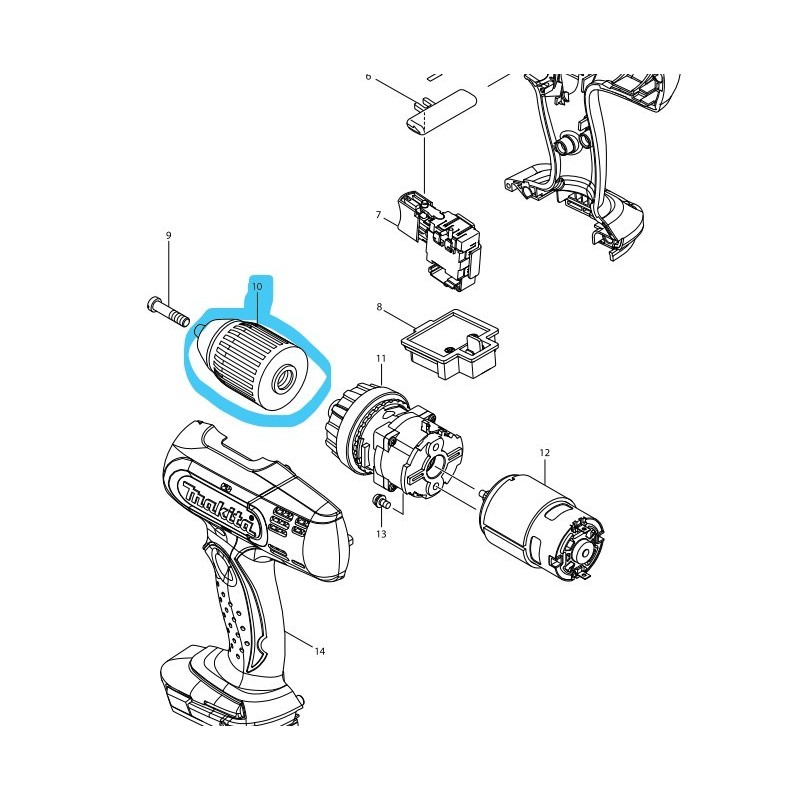 Mandrin pour perceuse / visseuse MAKITA DDF453 - BHP453